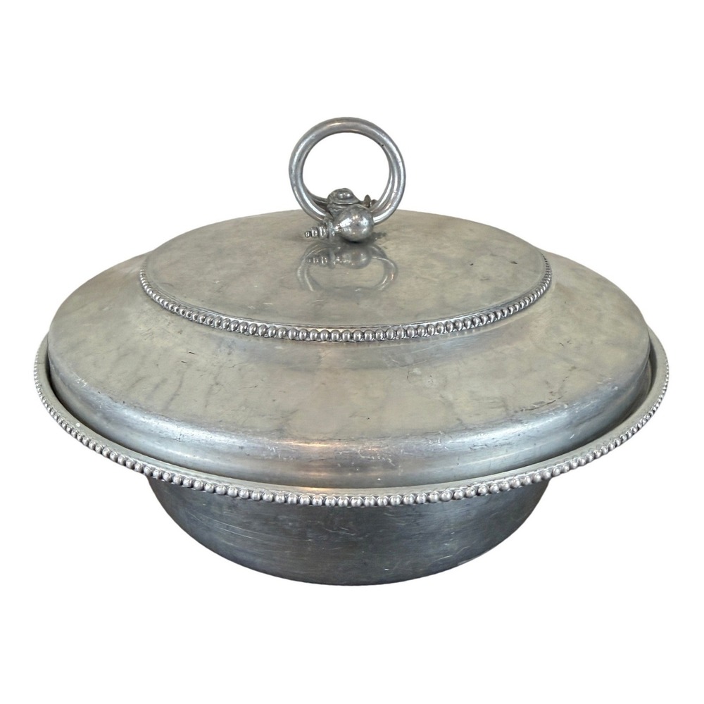 VTG 1960s BW Buenilum Hammered Aluminum‎ Covered Casserole Dish w/Lid 8 5/8"